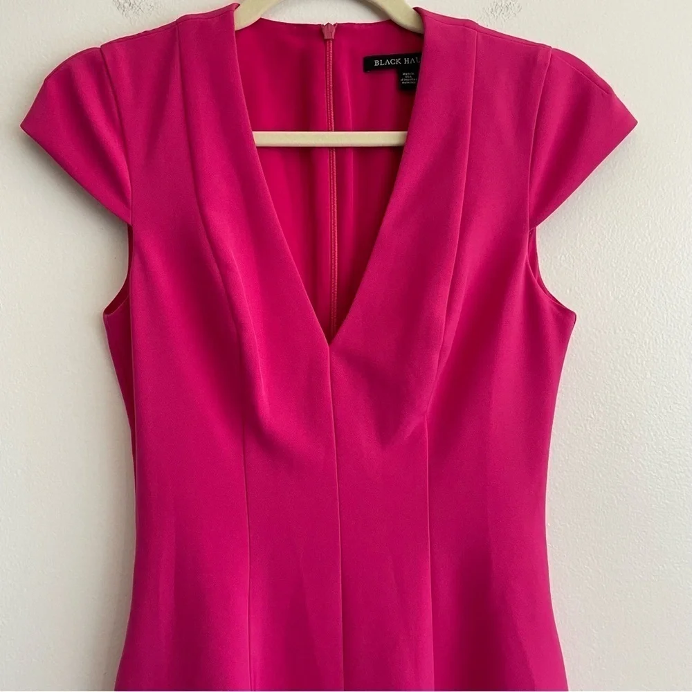 Black Halo Barbie pink fit flare dress women Sz 0 bright neon feminine valentine